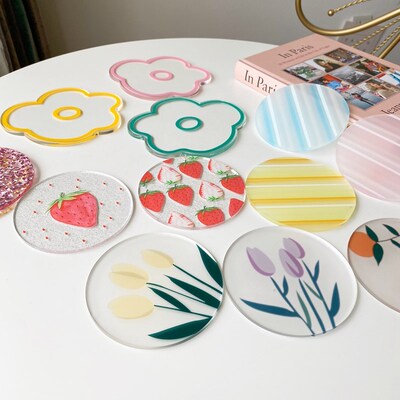 South Korea Ins Color Acrylic Coaster Insulation Pad Creativ