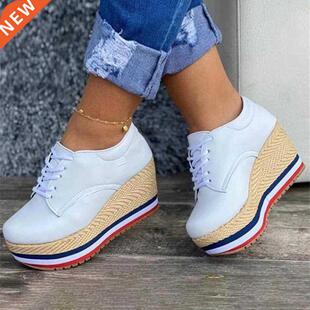 Vulcanize Shoes Women Sneakers Ladies Solid Color Wedge Thic