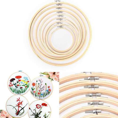Bamboo Frame Embroidery Hoop Ring  Needlecraft Cross Stit