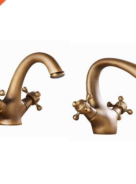 Antque Faucet Hot and Cold Water Br Bronze Brushed Snk Fau