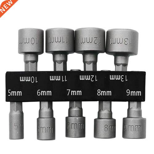 9pcs 5mm-13mm 1/4 Inch Hex Shank Socket Sleeve Nozzles Nut D