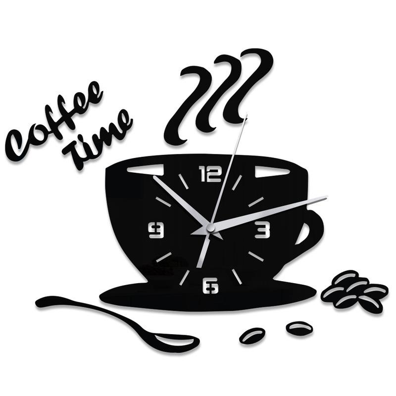 Creative Coffee Wall Clock Modern D Mirror  Wall Clocks