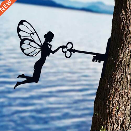 Metal Iron Rustic Sitting Fairy Silhouette Garden Home Wall