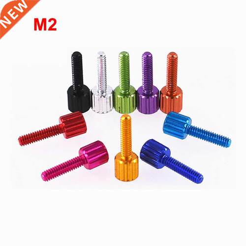5PCS M2 Aluminum Alloy Knurled Thumb Screws Round Flat Head
