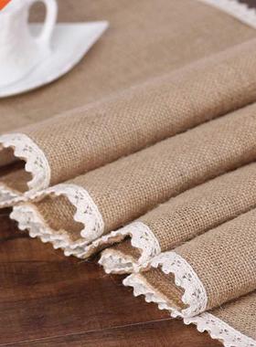 BALLE Burlap Lace Table Runner Wholesale Rustic Jute Shabby