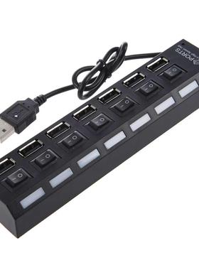 SODIAL(R) 7-Port USB Hub with ON / OFF Switch, Black
