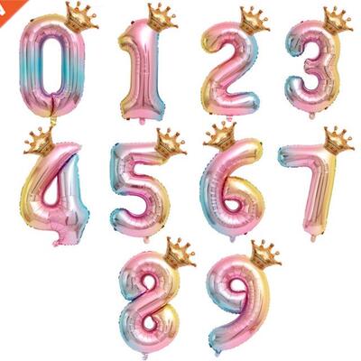32Inch Colorful Number Foil Rinbow Blloons 0-9 Yers Old K