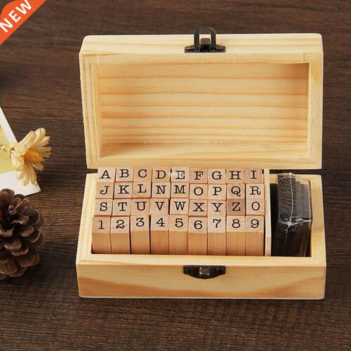 36pcs Gift Arts Crafts Wooden DIY Vintage Alphanumeric With