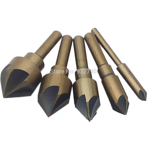5pcs Industrial Countersink Drill Bit Tri-Flat Shank Change