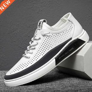 Hollow Men's Casual Shoes Leather Luxury Shoes Comfortab