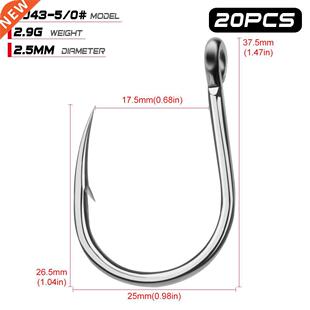 20pcs Saltwater Fishing Hook Jigging Hook 1/0#-13/0# Stainl