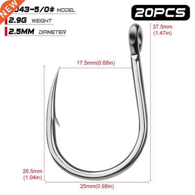 20pcs Saltwater Fishing Hook Jigging Hook 1/0#-13/0# Stainl