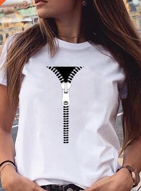 Women T-shrts 90s Funny Prntng Sweet New Graphc Prnt Fe