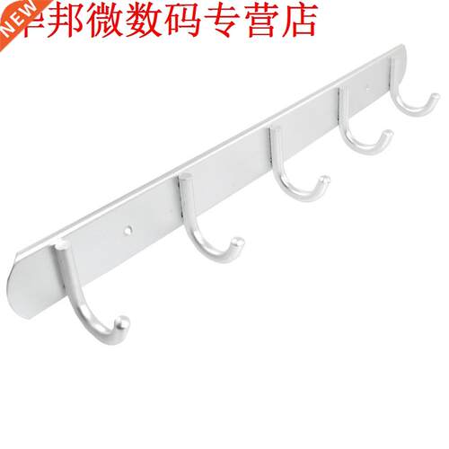 Aluminium Wandmontage 5 Haken Coat Handdoek Hoed Rack Silver