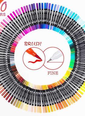 12 120 Color Dual Brush Art Marker Pens Fine Tip and Brush