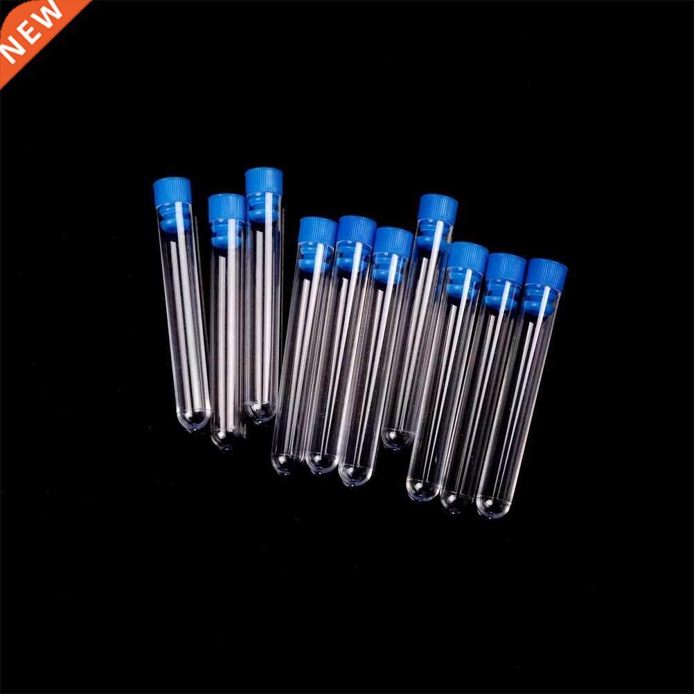 10Pcs 12*75mm plastic Test Tubes Rimless With Push Caps La