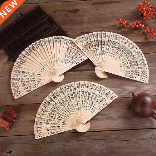 60Pcs Personalized Engraved Wood Folding Hand Fan Wedding Pe