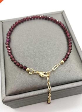 Faceted Garnet Bracelet cate Adjustable 14K Gold Filled Chai