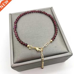 Faceted Garnet Bracelet cate Adjustable 14K Gold Filled Chai