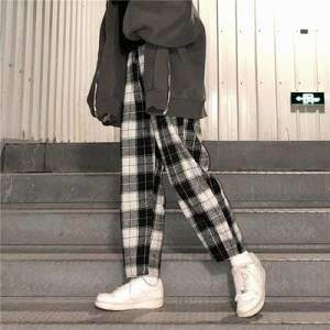 dropshipping Harajuku Plaid Pants For Women Trousers Setwea