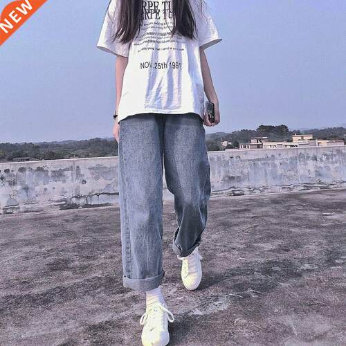 Boyfriend Jeans Women Summer Denim Solid High Waist Loose Ca