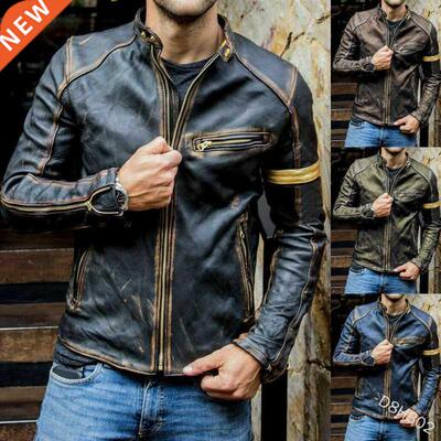 2022 Sprng Autumn Men PU Leather Jacket Casual Slm Dsssed