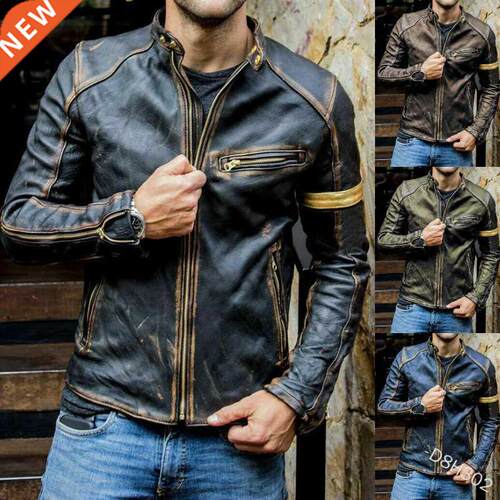 2022 Sprng Autumn Men PU Leather Jacket Casual Slm Dsssed