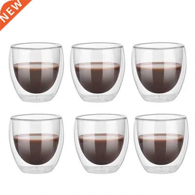 Set of 2/6 Double-layer heat-resiant tea Glass Coffee Cups