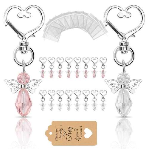 Angel Keychains Favor Thank You Keychain with Angel Wings Pe