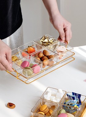 Creative Snack Platter Candy Glass Plate Bowl with Wood And