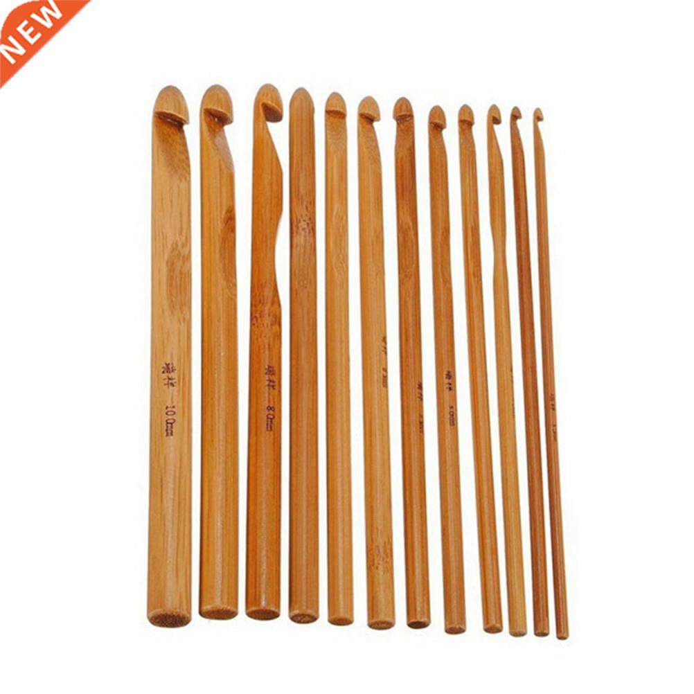 3-10mm 12pcs Bamboo Crochet Hook Set DIY Knitting Needles Ha