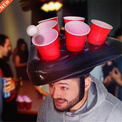 Black PVC Inflatable Beer Pong Hats Fun Throwing Kids Ferr
