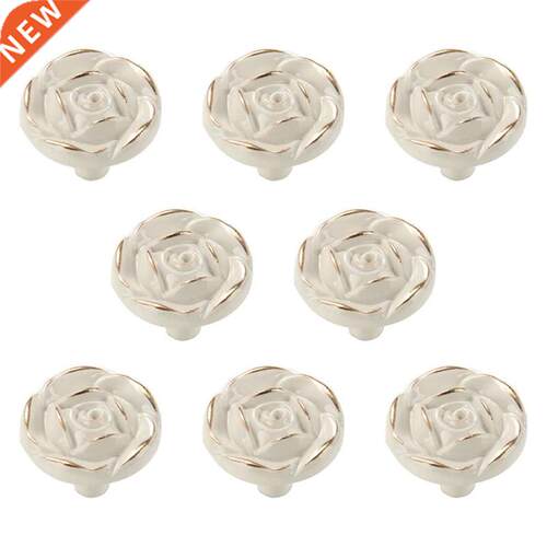 8Pcs Antique Rose Flower Cabinet Knobs, Vintage Kitchen Shab