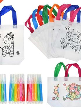 6/12 Sets  Graffiti Bag with Markers Handmade Painting No