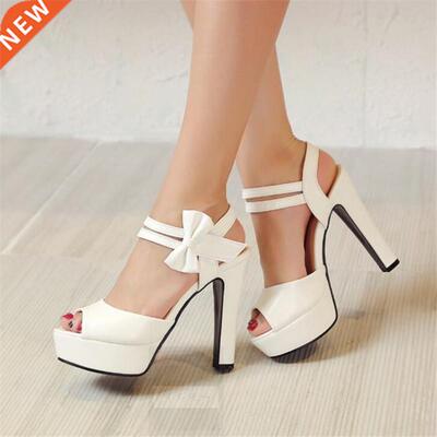 Sandals female summer new hgh-heeled fsh mouth shoes bow