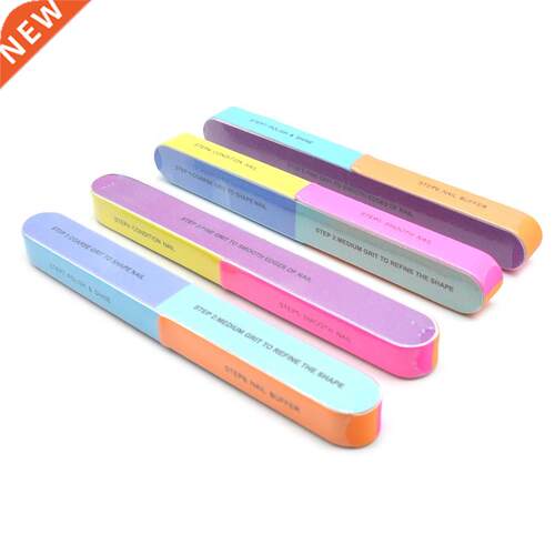 New 10 Pcs Neon Color 7 Side Nail File Buffing Block Nail A