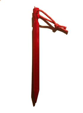 Tent Stakes Pegs18cm Aluminium Alloy + Rope, 10-Piece, RED
