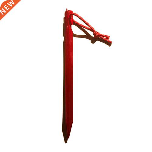 Tent Stakes Pegs18cm Aluminium Alloy + Rope, 10-Piece, RED