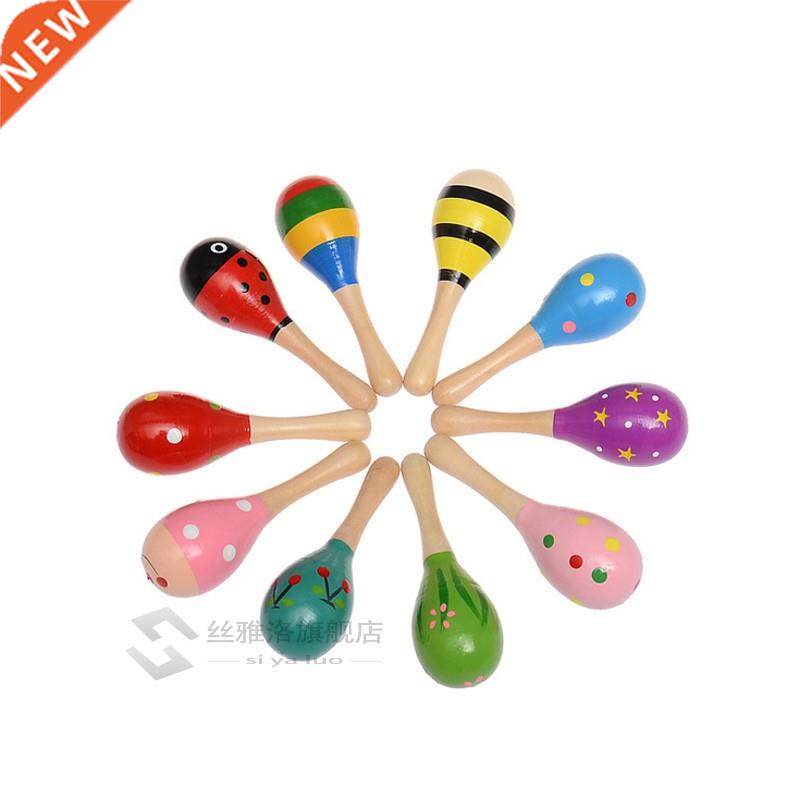 Cartoon Mini Infant Baby Rattle Toy Bright Colour Wooden Mar