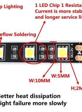 1M 2M 3M  5M 5050 LED Strip Light Black PCB Board 60LED/Mete