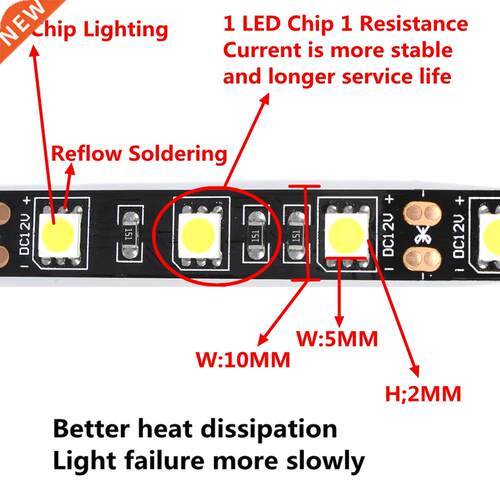 1M 2M 3M  5M 5050 LED Strip Light Black PCB Board 60LED/Mete