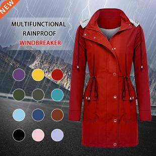 Fashion Women Jacket Raincoat Winter Long Coat Jacket Multi