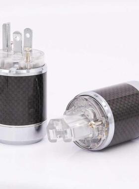 One Pair Carbon Fiber Rhodium Plated US AC Power Plug Connec