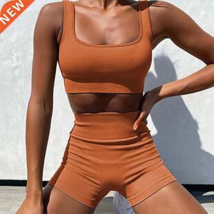 2PCS Seamless Gym Set Sports Bra+Sport Shorts Yoga Sets Spor