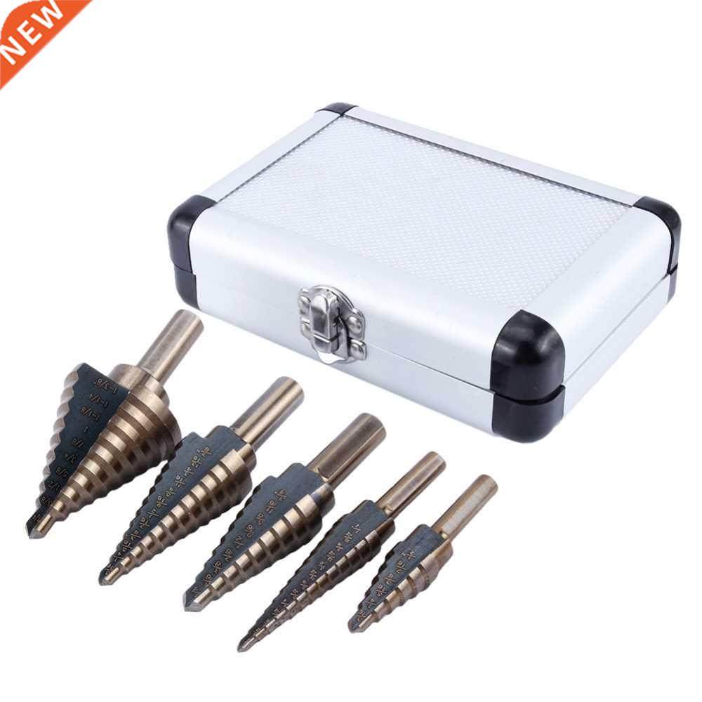 5Pcs HSS Step Titanium Cone Drill Hole Cutter Bit Set Tool w