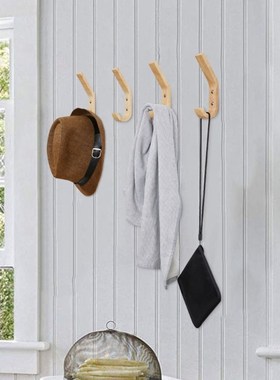 Pack of 2 Natural Wooden Coat Hooks Wall Mounted Vintage Be
