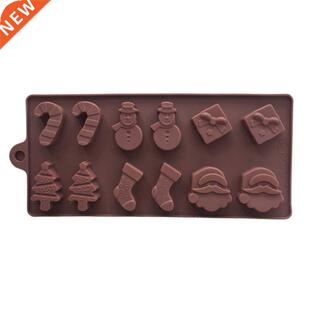 12 Cavity 3D Silicone Mold Christmas Snowman Socks Trees Pat