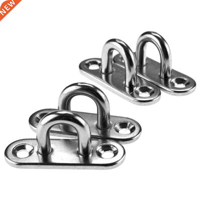 4pcs 5mm 304 Oblong Pad Eye Plate Staple Ring Hook