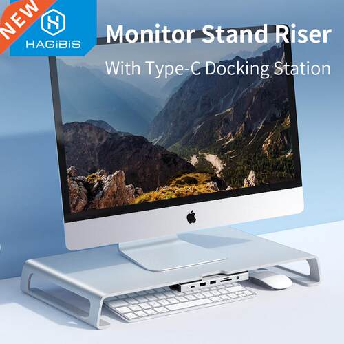Hagibis Aluminum Monitor Stand Riser Desk Storage Organizer