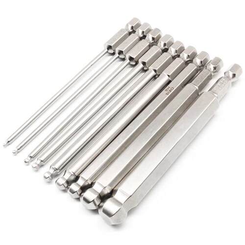 9Pcs S2 Steel Magnetic Hexagon 100Mm Length Ball Head Hex Dr